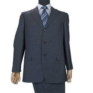 Zegna 3 button Black mini-dots men's suit 40R TRS 34/33 + Free Tie